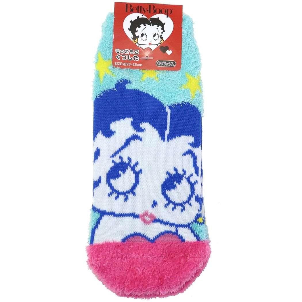 ベティブープ 女性用防寒室内靴下 レディースもこもこショートソックス ビビッドカラースター BETTY BOOP プレゼント 男の子