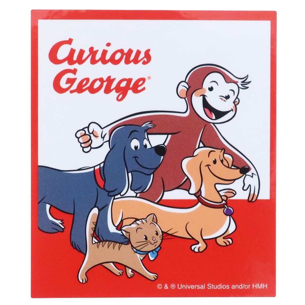 ステッカー おさるのジョージ ダイカット ビニール ステッカー 80thフレンズ デコシール 防水 絵本キャラクター プレゼント 男の