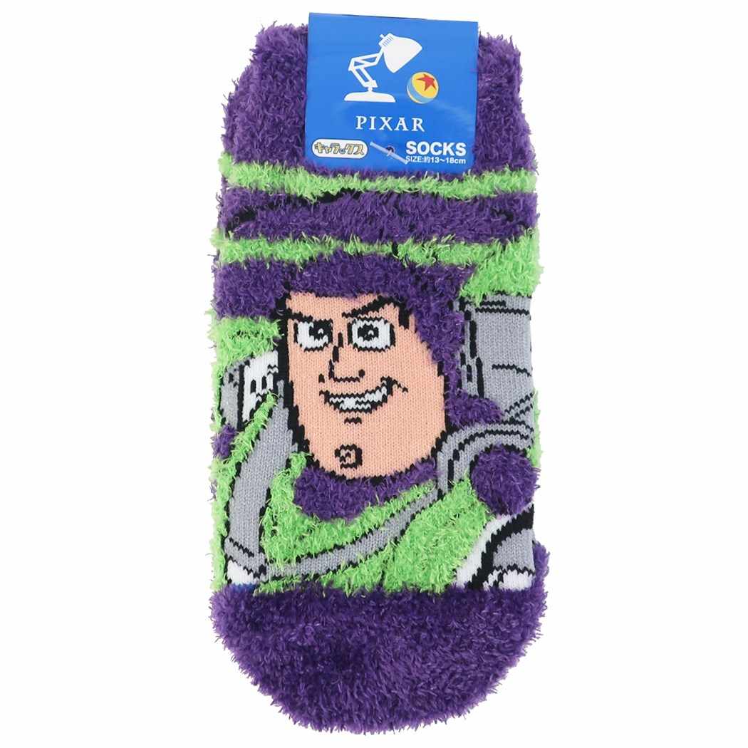 トイストーリー 子ども用 防寒 室内 靴下 キッズ もこもこ ショートソックス バズ ボーダー ディズニー キャラクター グッズ プレゼント