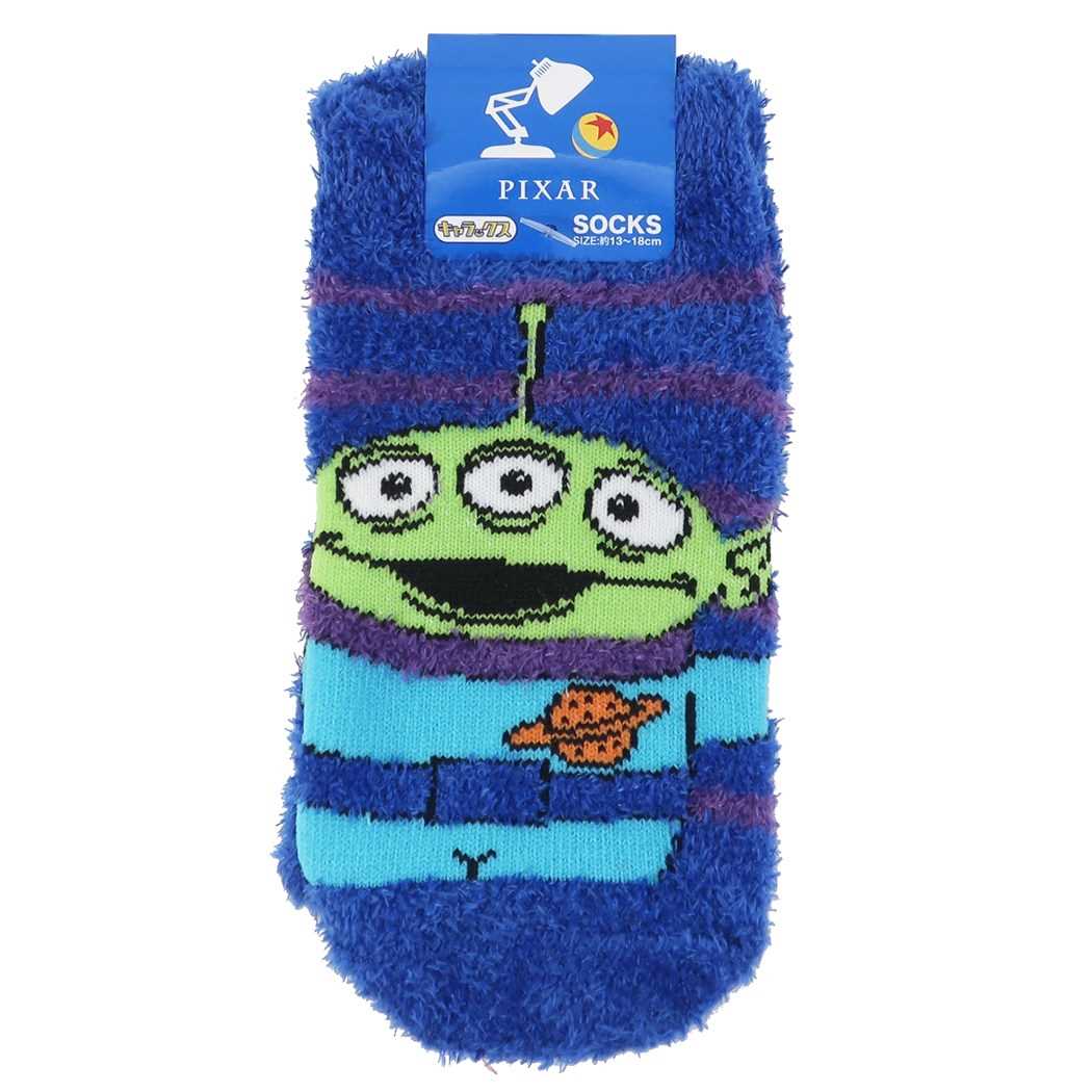 子ども用 防寒 室内 靴下 トイストーリー キッズ もこもこ ショートソックス エイリアン ボーダー ディズニー スモールプラネット プレゼ