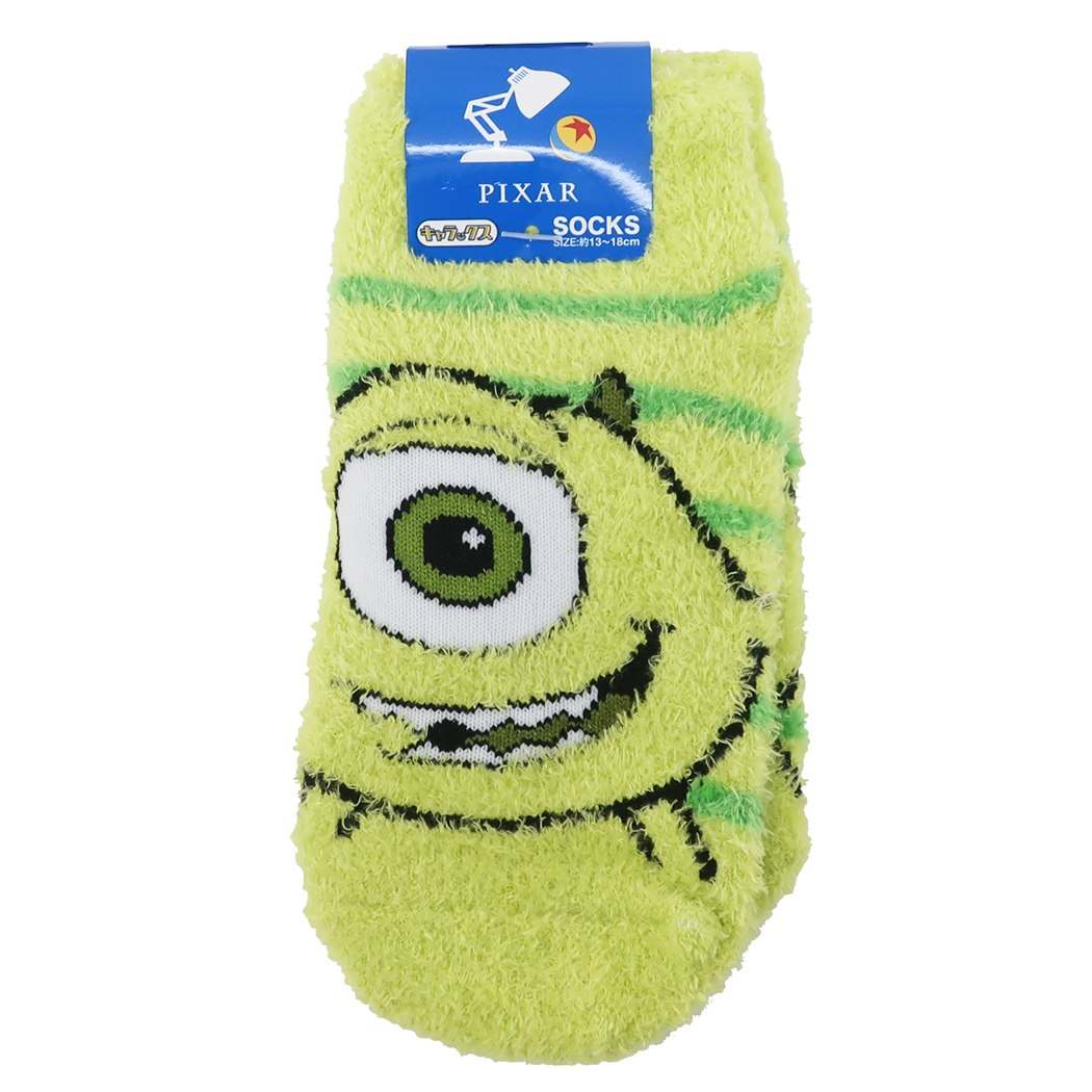 モンスターズインク 子供用 防寒 靴下 キッズ もこもこショートソックス マイク ディズニー キャラクター グッズ プレゼント