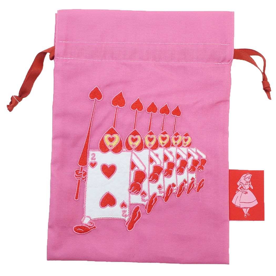 ふしぎの国のアリス 巾着袋 エンブロイダリーポーチ S トランプ兵 ディズニー スモールプラネット 新入学 新学期準備雑貨 小物入れ アリスインワンダ