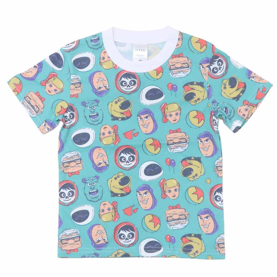 ピクサー グッズ 子供用Tシャツ キャラクター キッズT-SHIRTS フェイス パターン キッズ120