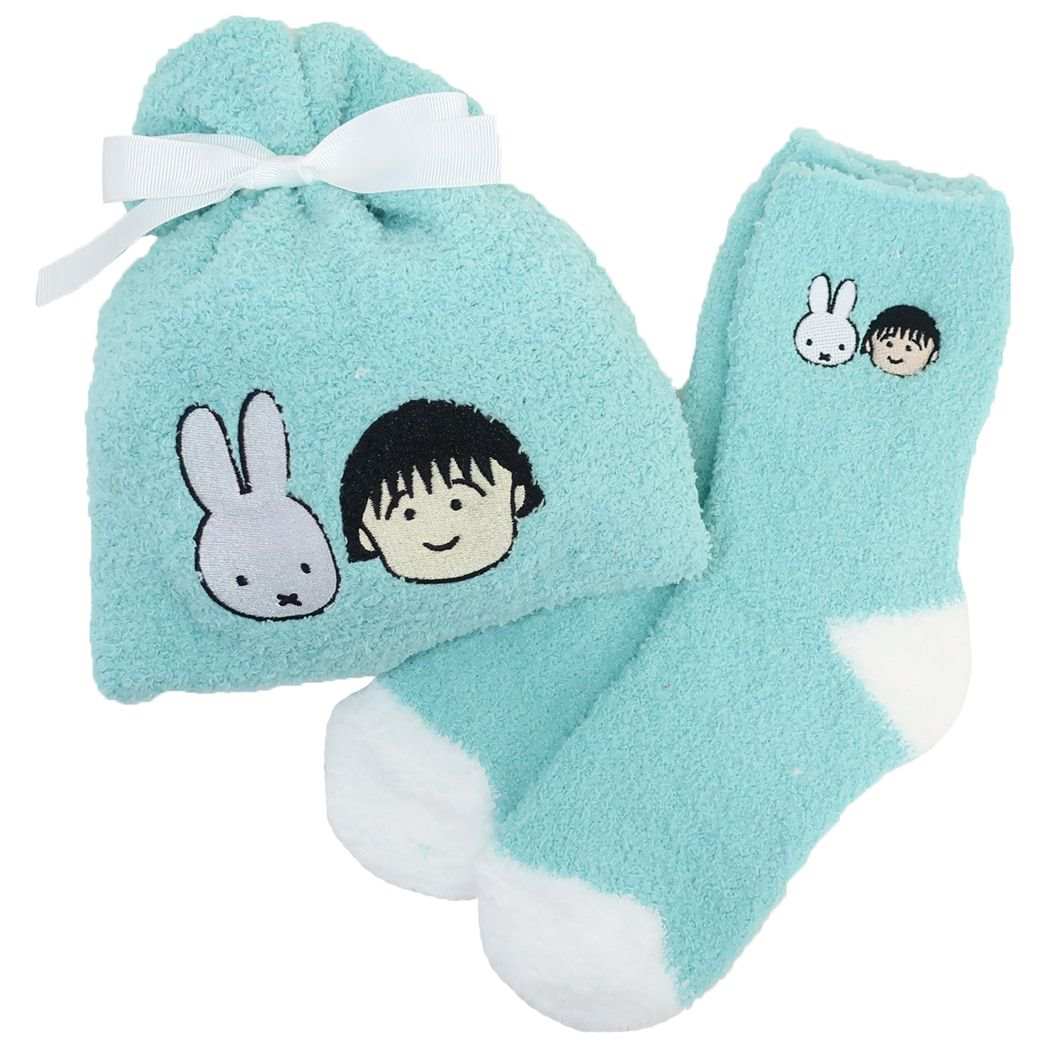ミッフィー ちびまる子ちゃん ディックブルーナ キャラクター 靴下ギフト もこもこ靴下in巾着 巾着&ソックスセット miffy meets maru