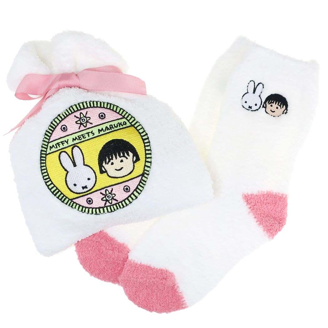 ミッフィー ちびまる子ちゃん ディックブルーナ キャラクター 靴下ギフト もこもこ靴下in巾着 巾着&ソックスセット miffy meets maru