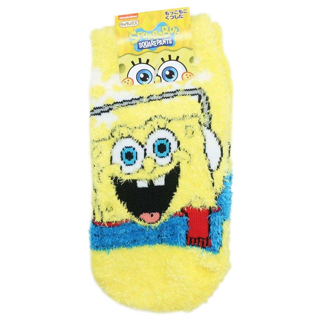 子供用 防寒 室内 靴下 スポンジボブ キッズ もこもこ ショートソックス SPONGEBOB スノー ウォーマー雑貨 プレゼント