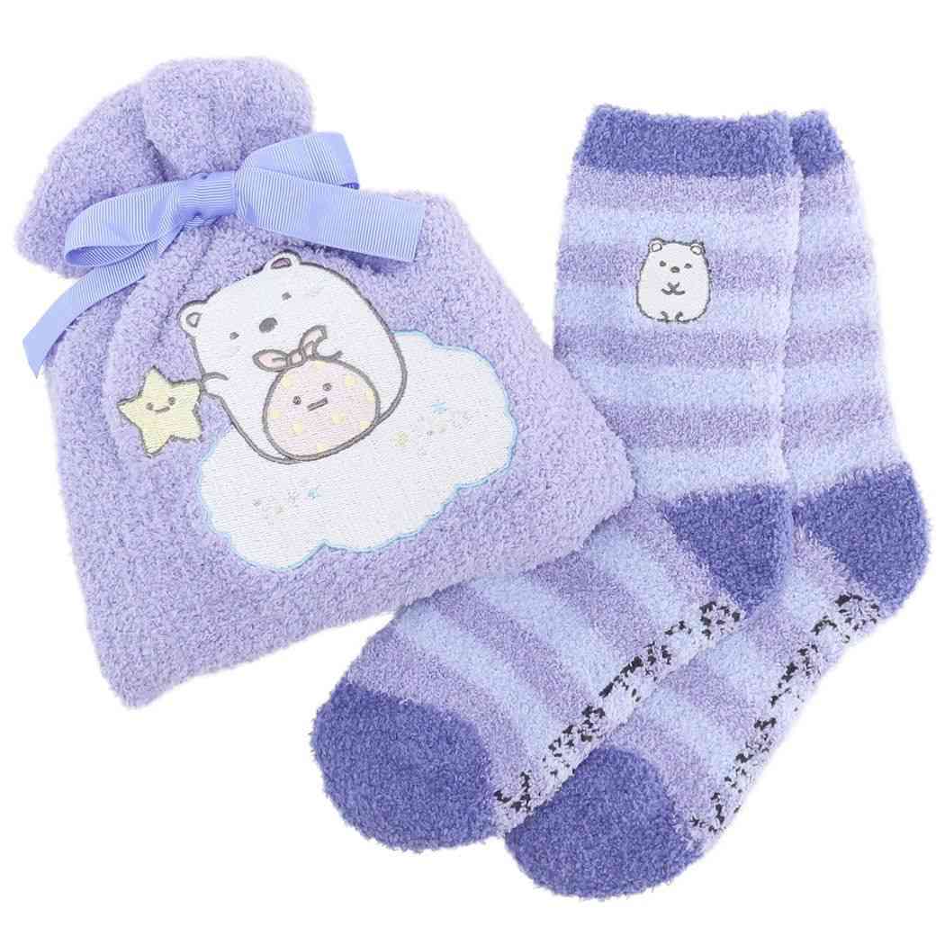 すみっコぐらし サンエックス キャラクター 靴下ギフト もこもこ靴下in巾着 もこもこ巾着&もこもこソックスセット ほしぞらさんぽ しろくま