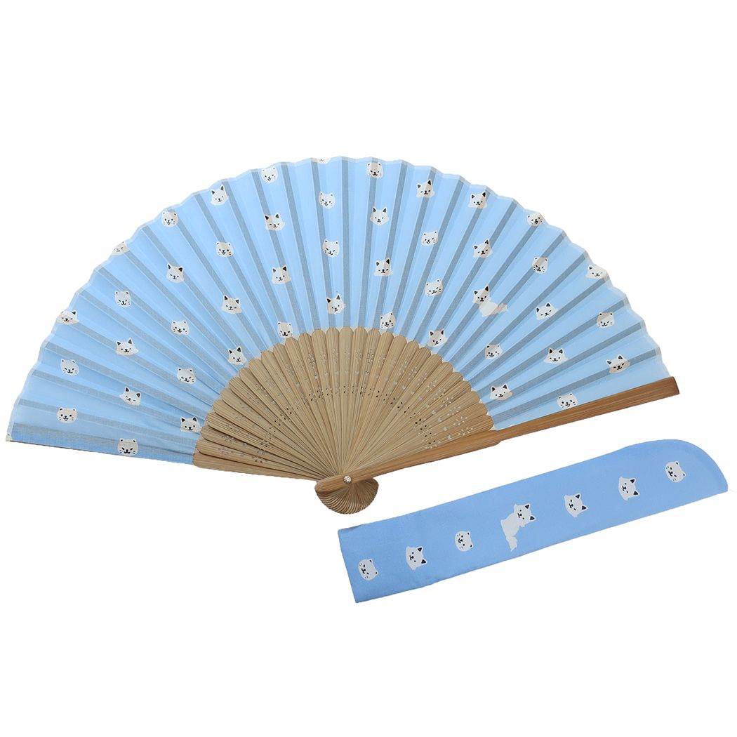夏雑貨 アニマルフェイスネコ 扇子 ねこ シロネコ