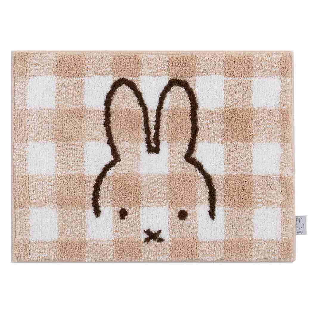 ミッフィー グッズ バス用品 絵本キャラクター バスマット チェックライン ベージュ