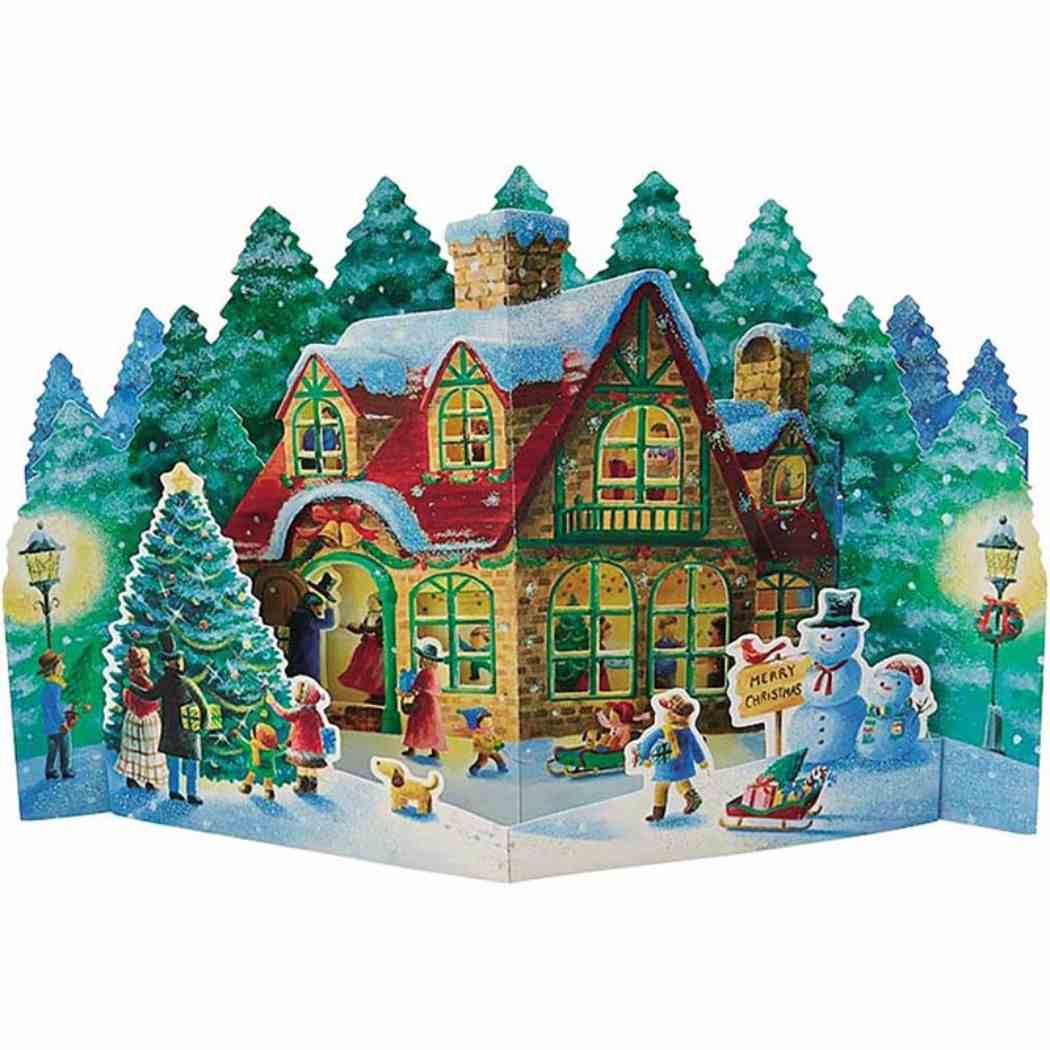グリーティングカード CHRISTMAS クリスマスカード jx39-3 森の中の家 プレゼント
