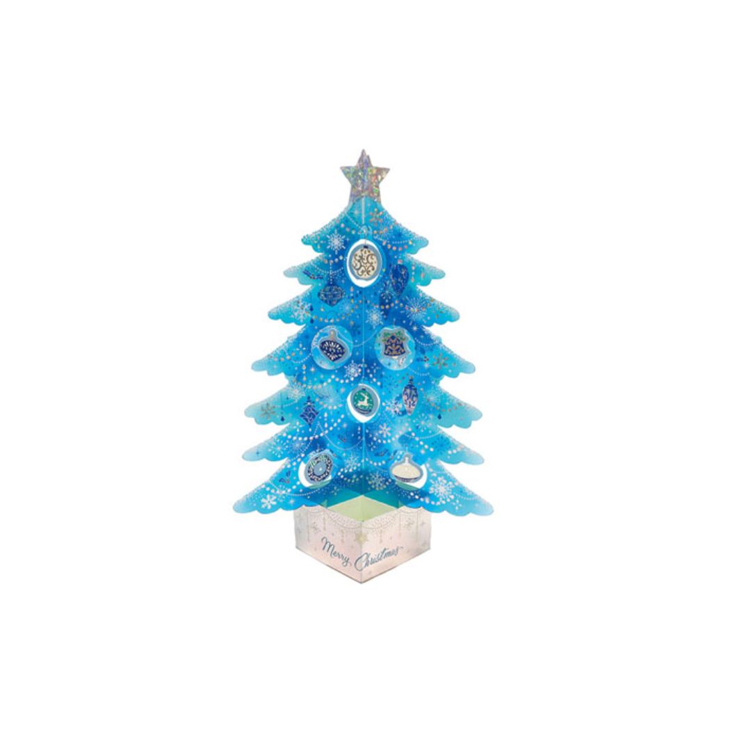 グリーティングカード CHRISTMAS クリスマスカード JX61-1 立体 青緑透明ツリー ギフト雑貨クリスマス プレゼント 男の子 女の子