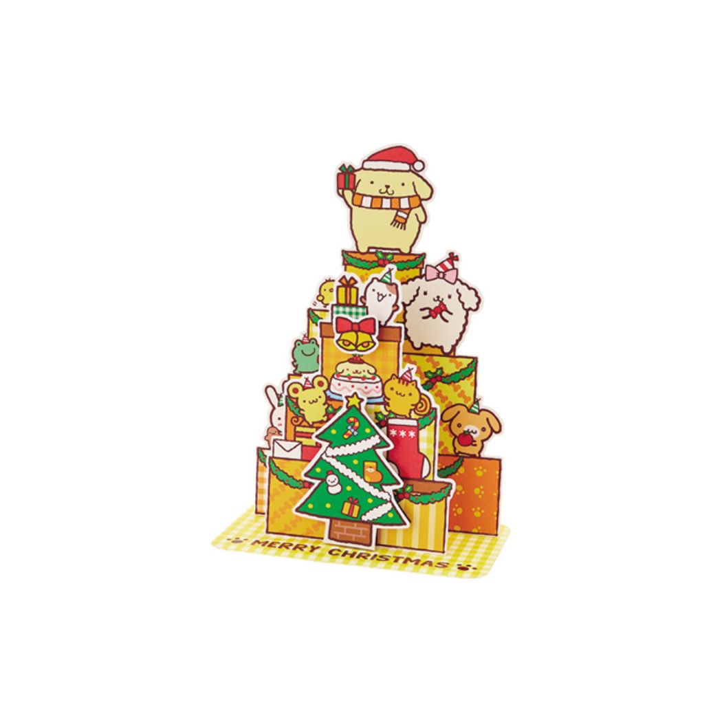 ポムポムプリン グッズ グリーティングカード キャラクター PNクリスマスカード JX72-1 立体 プレゼントボックスツリークリスマス 男の子