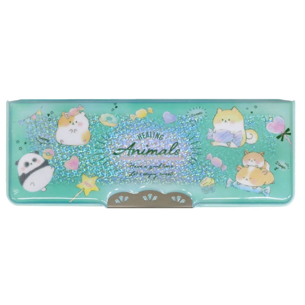 小学生 筆箱 グッズ コンパクトふでいれ ヨコピタ ホログラム 両面開き ソフト ペンケース 子供 女の子 ヒーリングアニマル 新入学 プレ