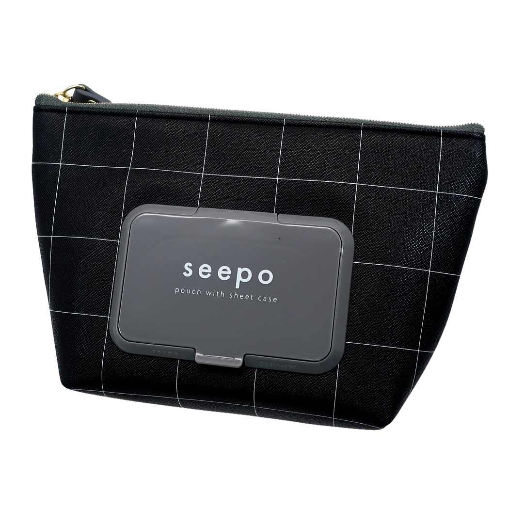 ミニポーチ シートケース付き 機能性 ポーチ seepo ブラック サンスター文具 19×12.5×7cm プレゼント 男の子 女の子
