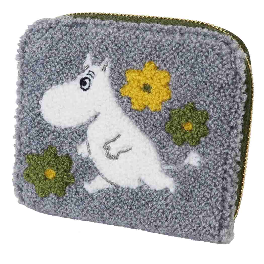コインケース ムーミン サガラ刺繍 カードケース 北欧 グレー 11×9×1.5cm プレゼント 男の子 女の子 ギフト