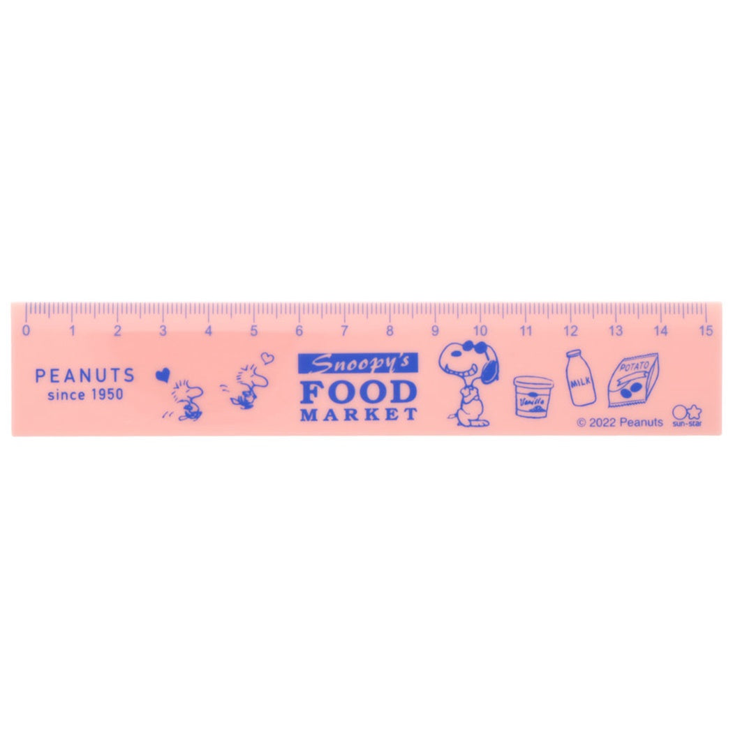 スヌーピー 15cm 定規 ものさし Delicious Food Market サーモンピンク ピーナッツ キャラクター プレゼント