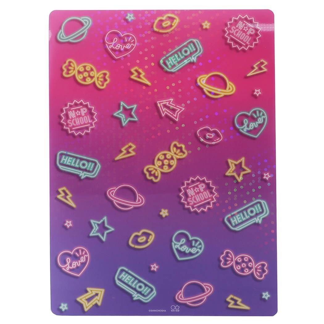 下敷き デスクパッド ニコプチスクール Cビビッド×ネオンサイン柄 n☆p school サンスター文具 18×25cm プレゼン