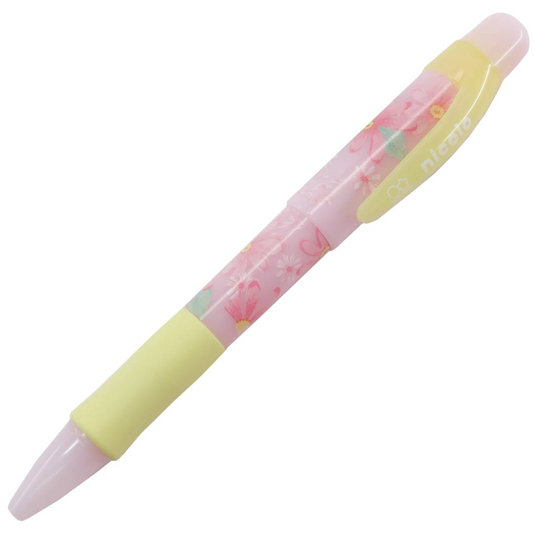 シャープペン nicolo 0.3&0.5mm ダブルシャープ フラワー ピンク ガーリーステショ プレゼント 男の子 女の