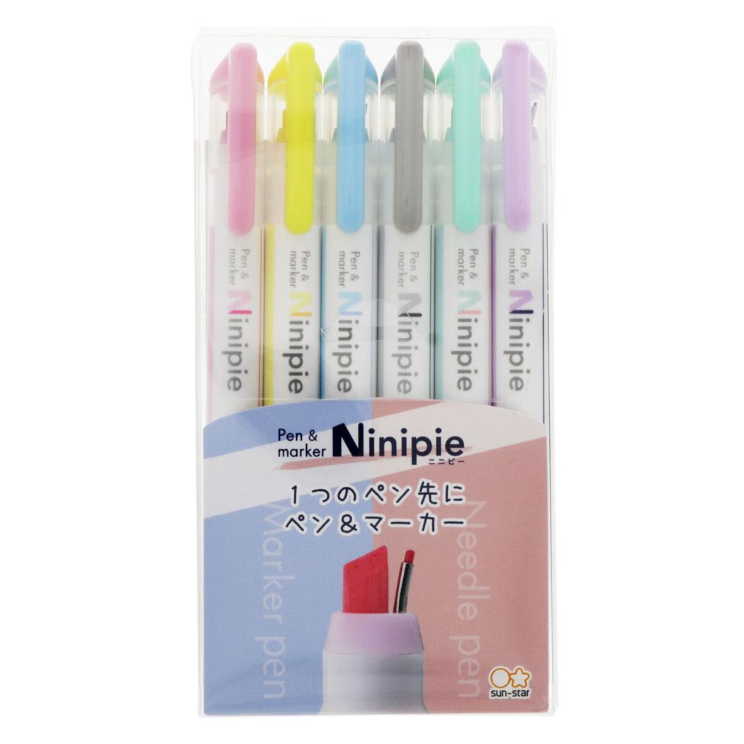 ニードルペン & マーカーペン 6本セット Ninipie ニニピー カラーペン 中学生 高校生 グッズ プレゼント 男の子 女の子