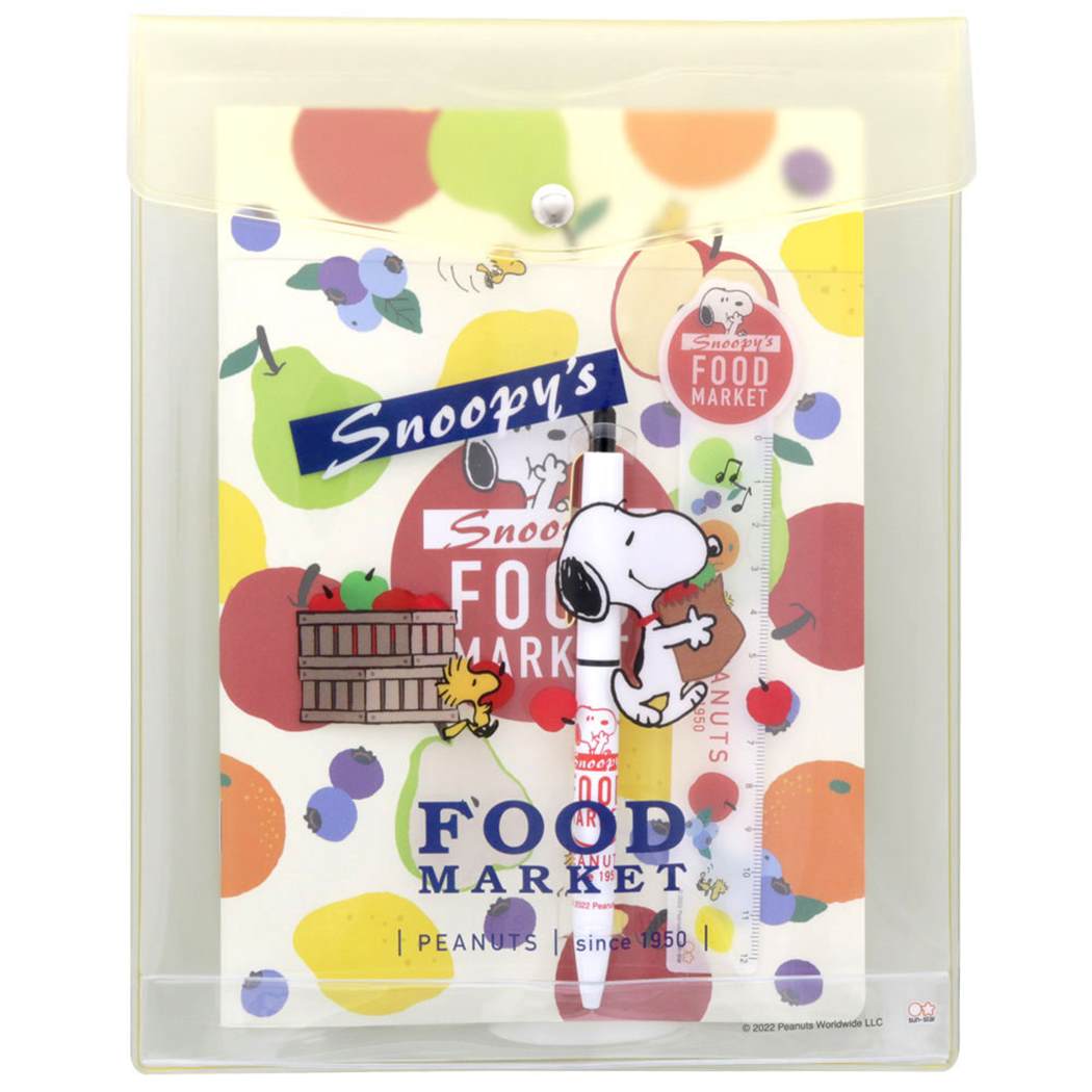 スヌーピー 文房具セット ステーショナリーセット Delicious Food Market アイボリー ピーナッツ サンスター文具 プレゼ