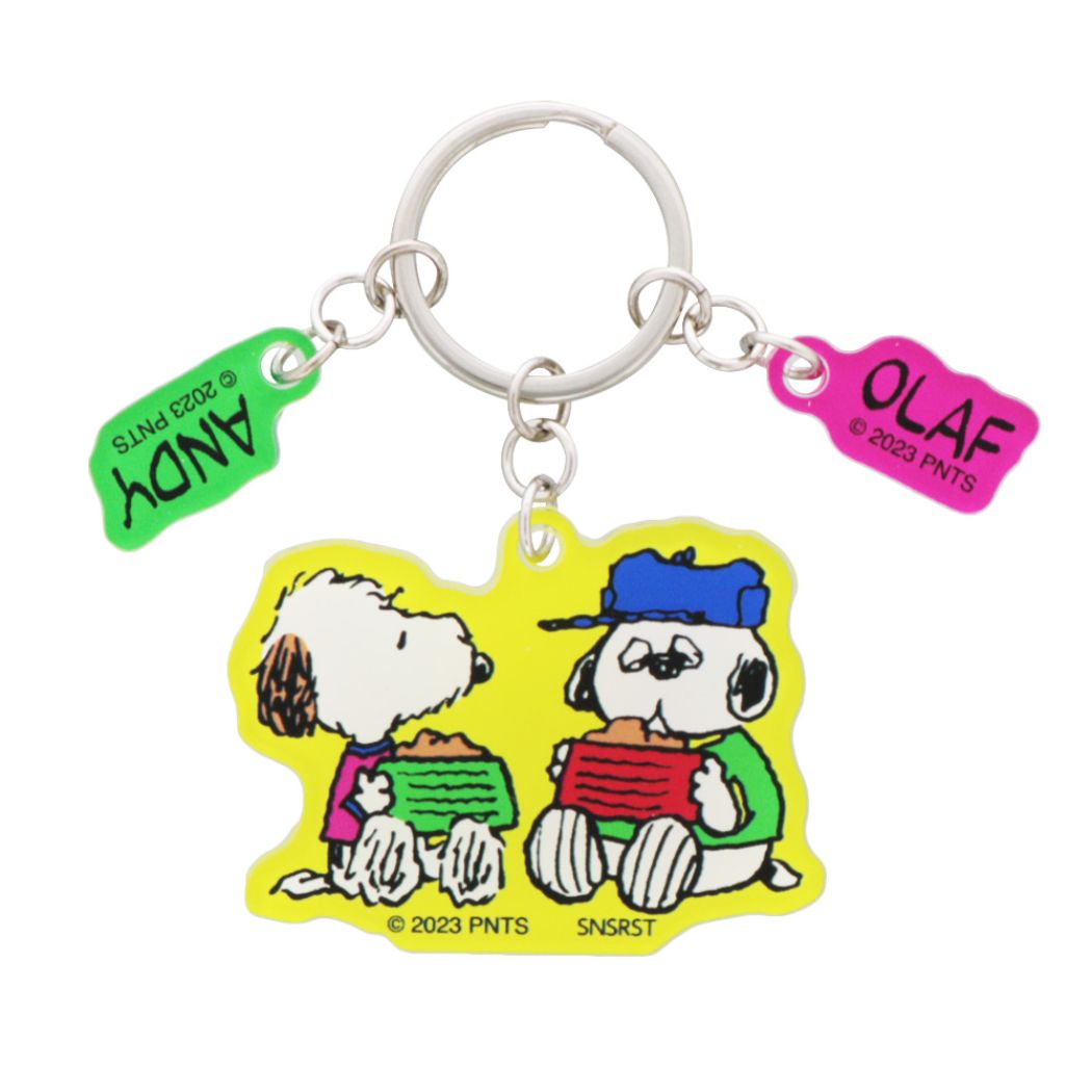 スヌーピー 3連アクリルキーホルダー ピーナッツ キーリング キャラクター アンディ&オラフ