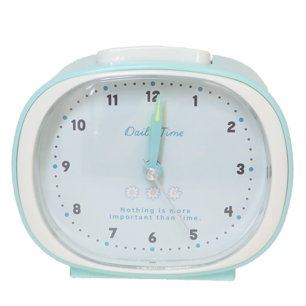 目覚まし時計 連続秒針ベルアラームクロック フラワー ミント オスト