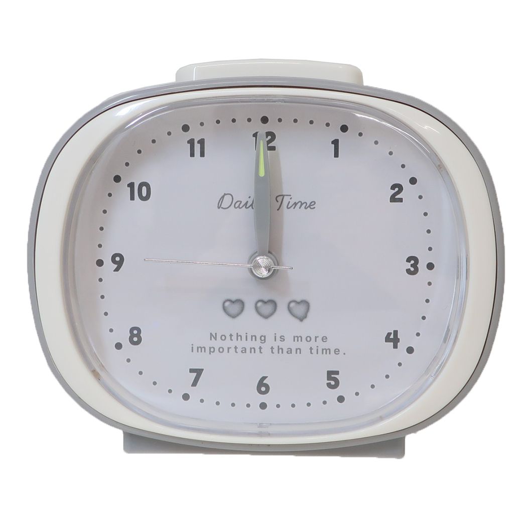 目覚まし時計 連続秒針ベルアラームクロック ハート グレー オスト