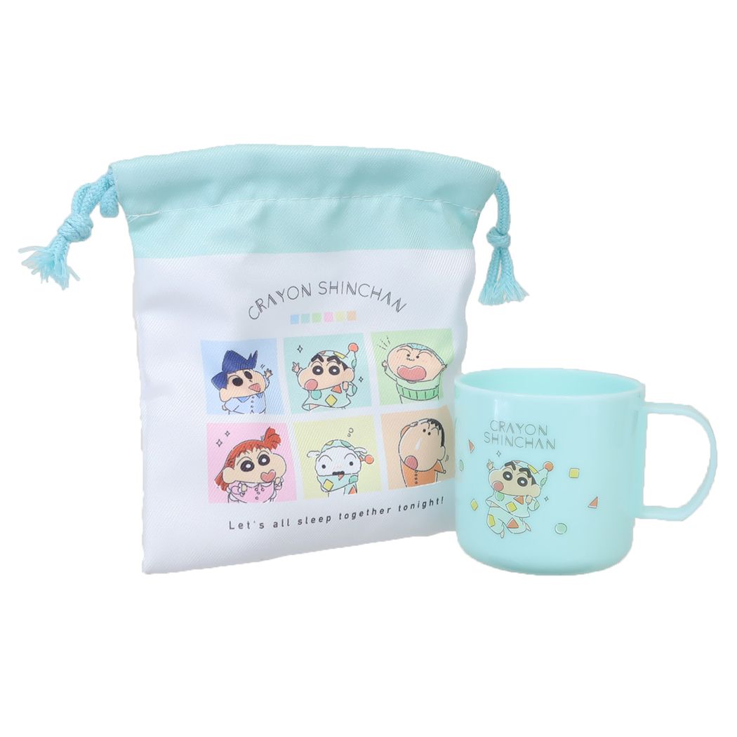 クレヨンしんちゃん アニメキャラクター 巾着袋 プラコップ&巾着セット パジャマタイム 新入学
