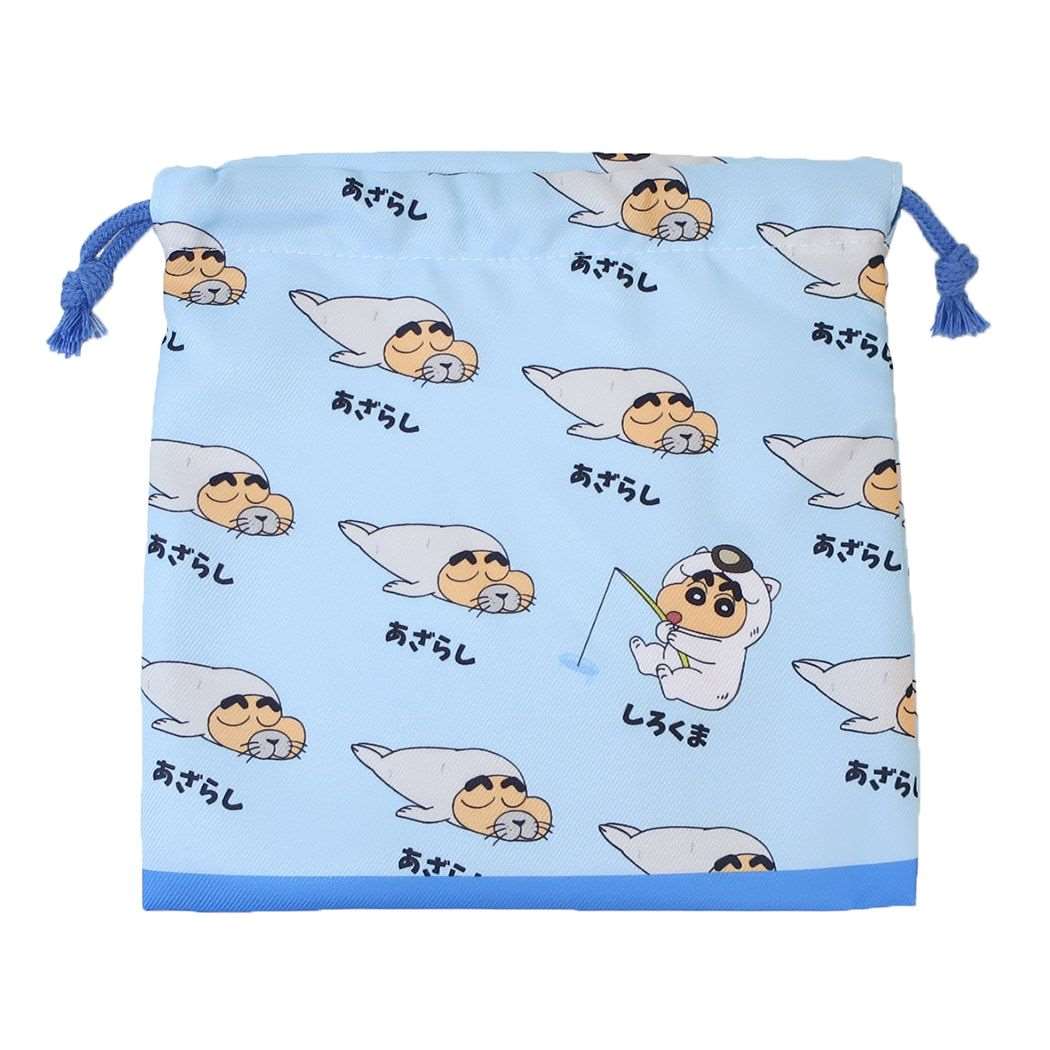クレヨンしんちゃん 巾着袋 フラット巾着 きんちゃくポーチ 変身しんちゃん あざらし ティーズファクトリー