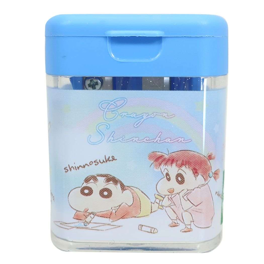 クレヨンしんちゃん 鉛筆削り グッズ ツインシャープナー ふわふわクレヨン ブルー プレゼント 男の子 女の子 ギフト