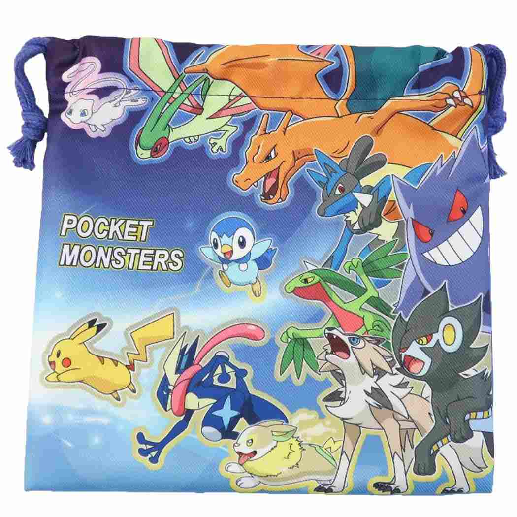 ポケットモンスター 巾着袋 フラット きんちゃくポーチ ギャザー ポケモン ティーズファクトリー プレゼント 男の子 女の子 ギフト