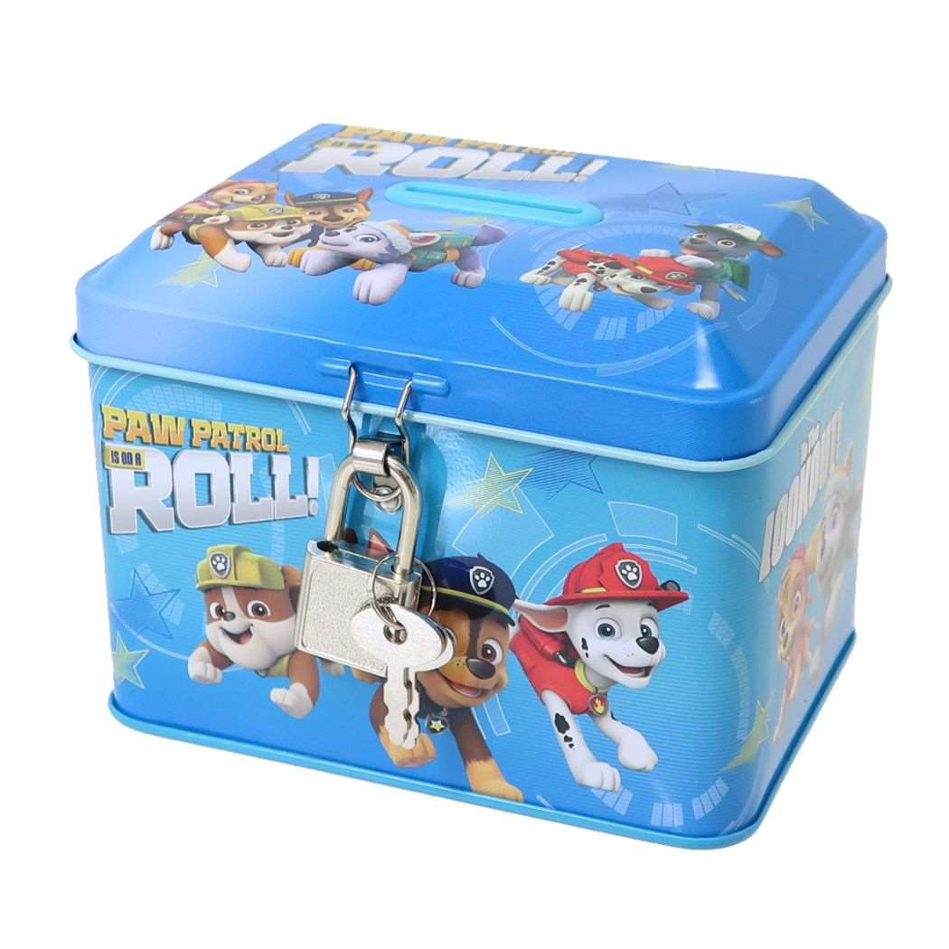 パウパトロール グッズ 貯金箱 アニメキャラクター カギ付き缶バンク