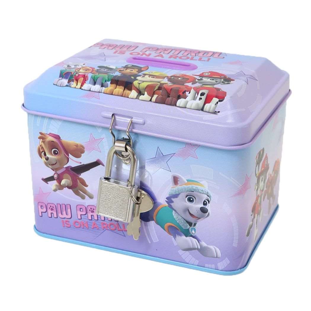 パウパトロール グッズ 貯金箱 アニメキャラクター カギ付き缶バンク