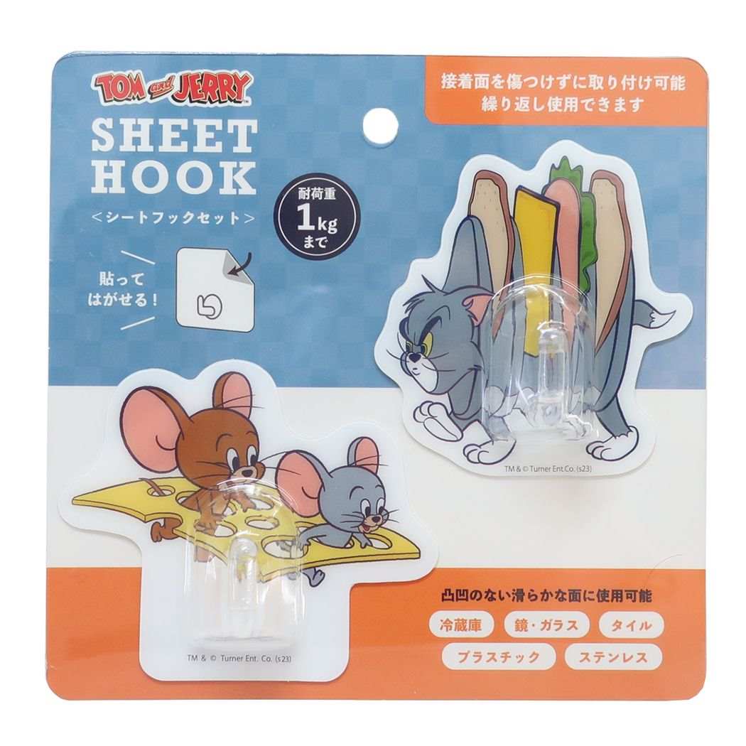 トムとジェリー シートフックセット 2個セット 粘着式 シートフック チーズ ワーナーブラザース キャラクター