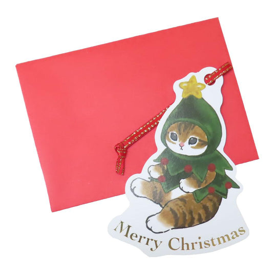 ミニカード ミニグリーティングカード モフサンド クリスマスツリー mofusand アクティブコーポレーション ギフト雑貨 Xmasカード CHRISTMAS メール便可