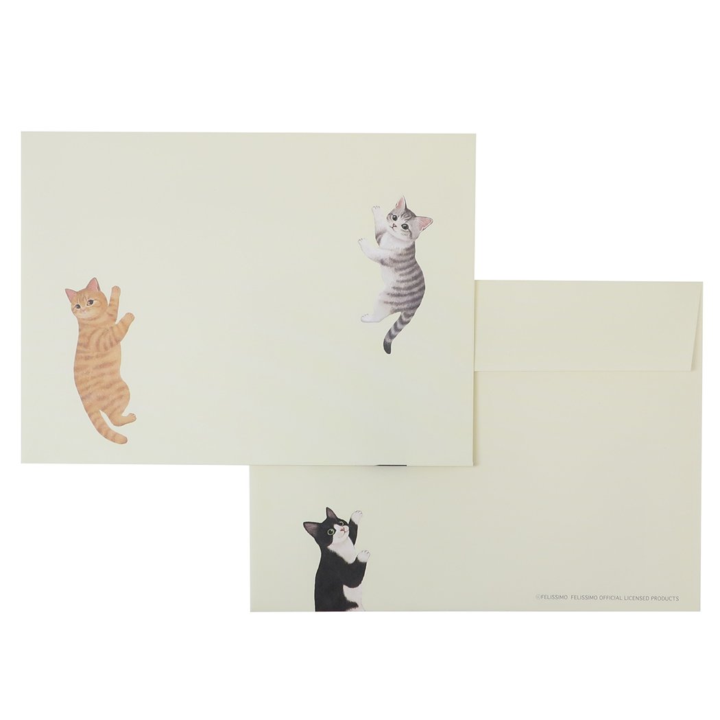 レターセット 可愛い 手紙セット レターセット フェリシモ猫部 ブルー ねこ アクティブコーポレーション 封筒＆便箋＆シール メール便可