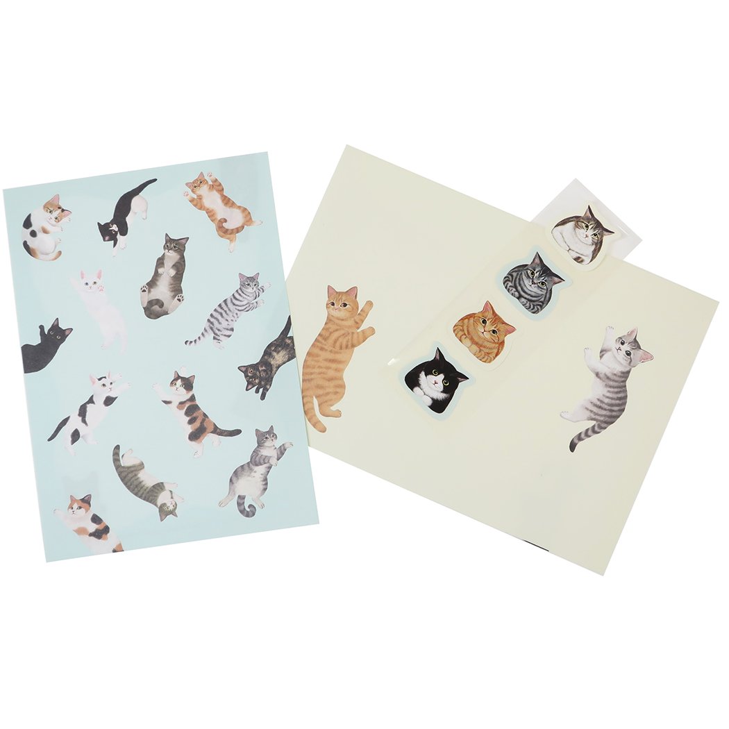 レターセット 可愛い 手紙セット レターセット フェリシモ猫部 ブルー ねこ アクティブコーポレーション 封筒＆便箋＆シール メール便可