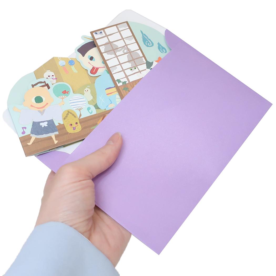 夏柄ばけこものBOXカード グリーティングカード 藤並うずら アクティブコーポレーション 封筒付き メッセージカード 妖怪 メール便可