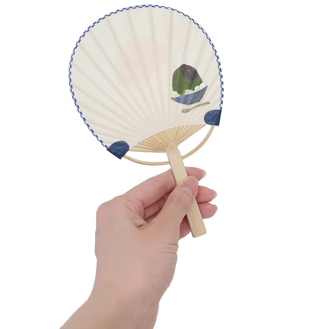 竹うちわ グリーティングカード 藤並うずら 氷いちご アクティブコーポレーション 一筆箋付き かわいい メール便可