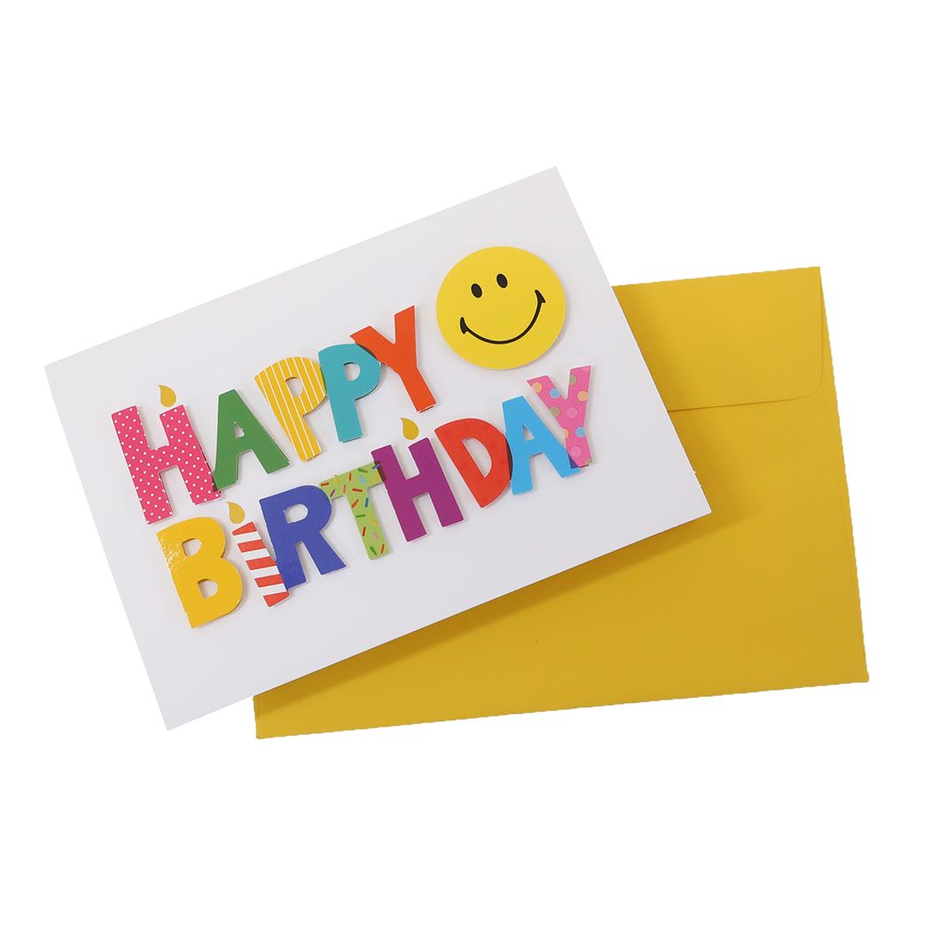 スプリング付きメッセージカード グリーティングカード スマイリーフェイス HAPPY BIRTHDAY GE-79 Smiley Face アクティブコーポレーション 誕生日 プレゼント メッセージカード 封筒付き メール便可