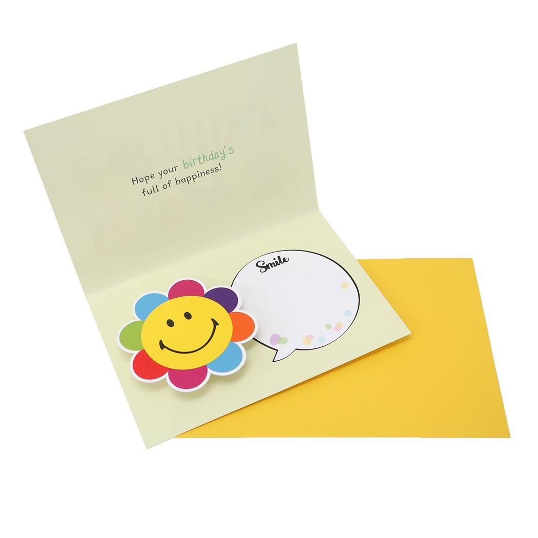 スプリング付きメッセージカード グリーティングカード スマイリーフェイス HAPPY BIRTHDAY GE-79 Smiley Face アクティブコーポレーション 誕生日 プレゼント メッセージカード 封筒付き メール便可