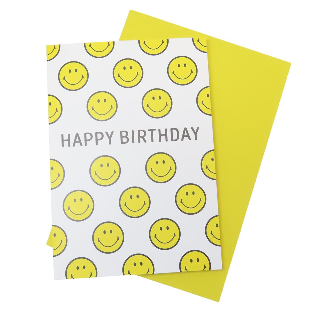 メッセージカード グリーティングカード スマイリーフェイス バースデー GE-110 Smiley Face アクティブコーポレーション 封筒付き メール便可