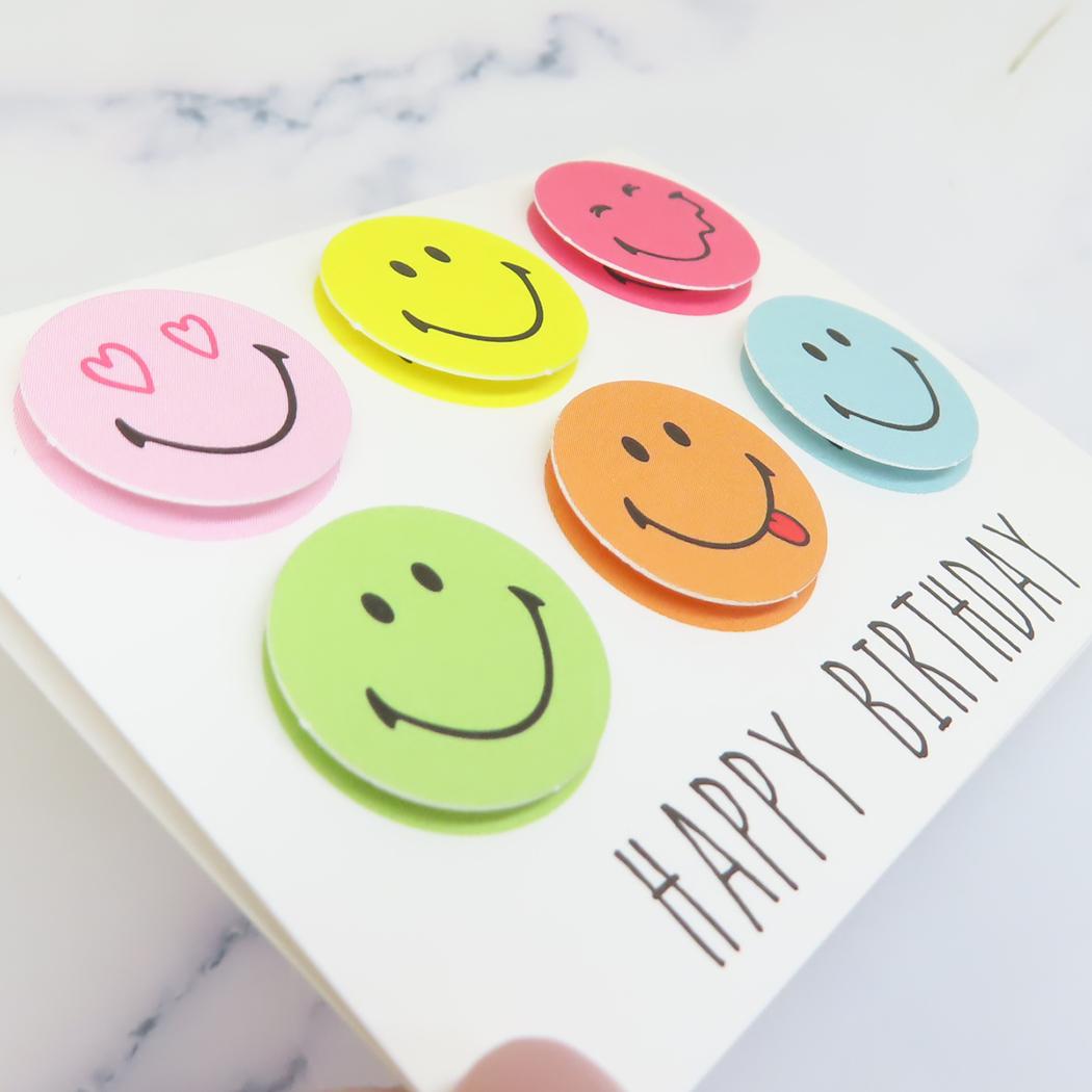 ミニカード ミニメッセージカード スマイリーフェイス バースデー 顔6つ MG-46 Smiley Face アクティブコーポレーション 封筒付き メール便可