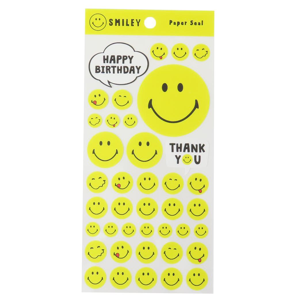 スマイリーフェイス シールシート ペーパーシール イエロー SP-171 Smiley Face アクティブコーポレーション デコシール キャラクター グッズ メール便可 シネマコレクション