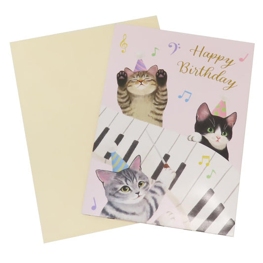 オルゴールカード グリーティングカード 猫部 バースデー ねこ アクティブコーポレーション 封筒付き 誕生日 メール便可