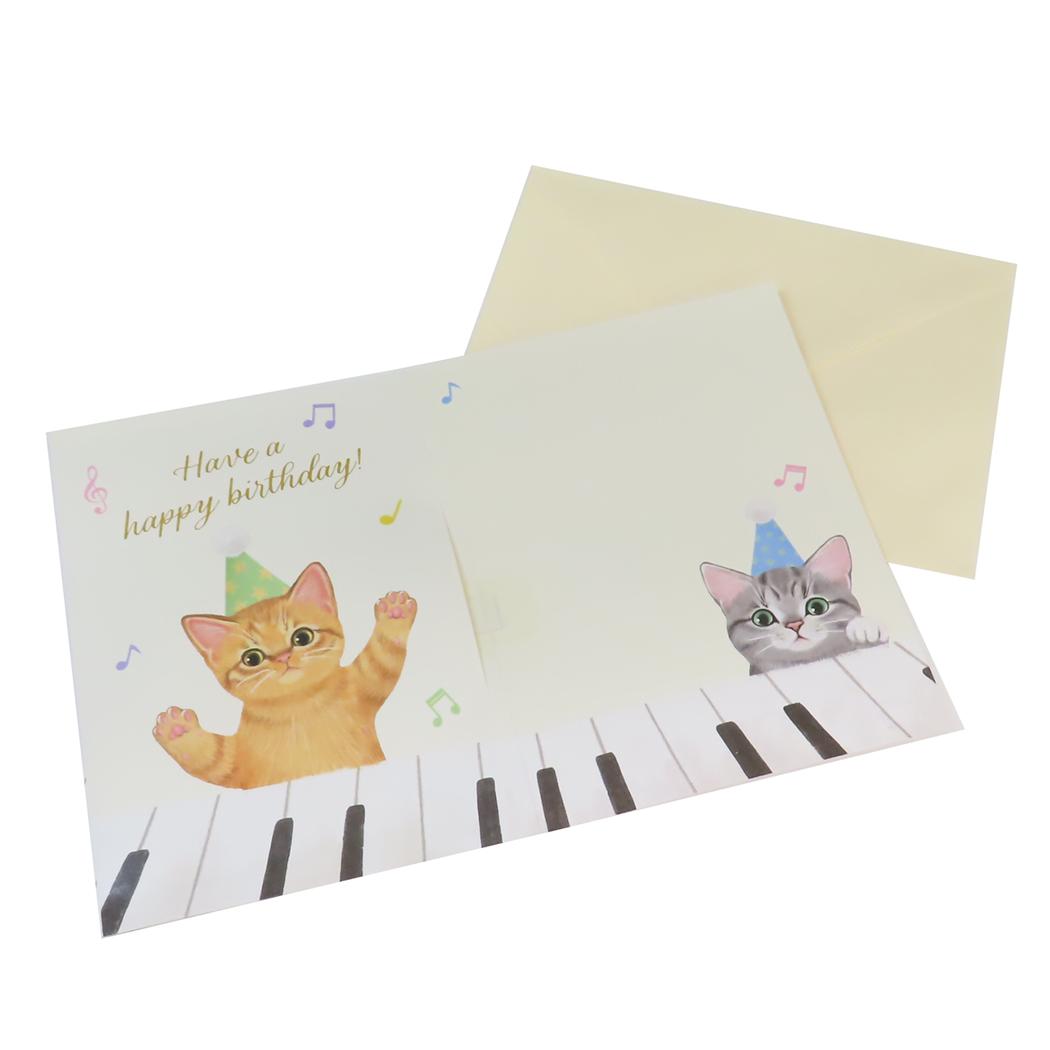 オルゴールカード グリーティングカード 猫部 バースデー ねこ アクティブコーポレーション 封筒付き 誕生日 メール便可