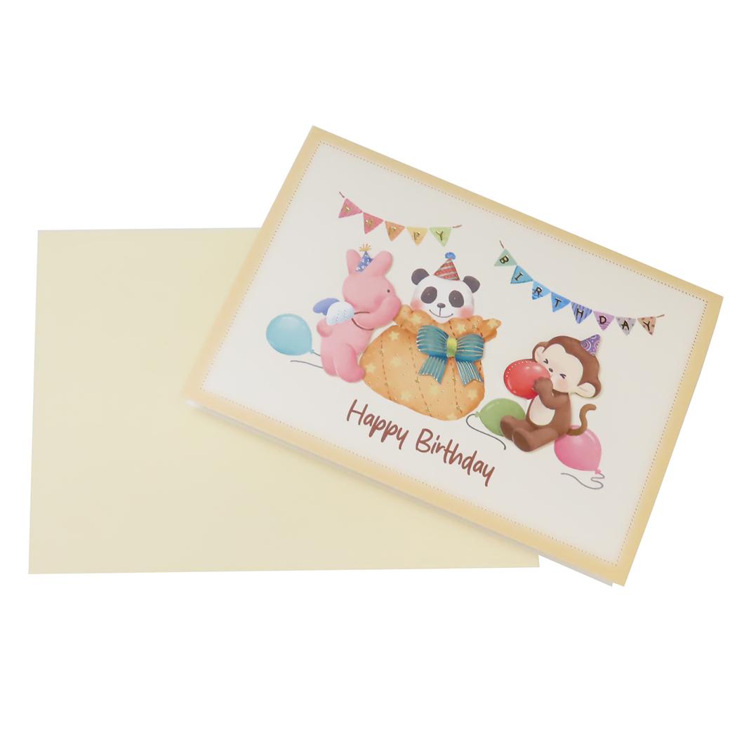 ハンドメイドカード グリーティングカード バースデー オレンジ アクティブコーポレーション 封筒付き 誕生日 かわいい メール便可