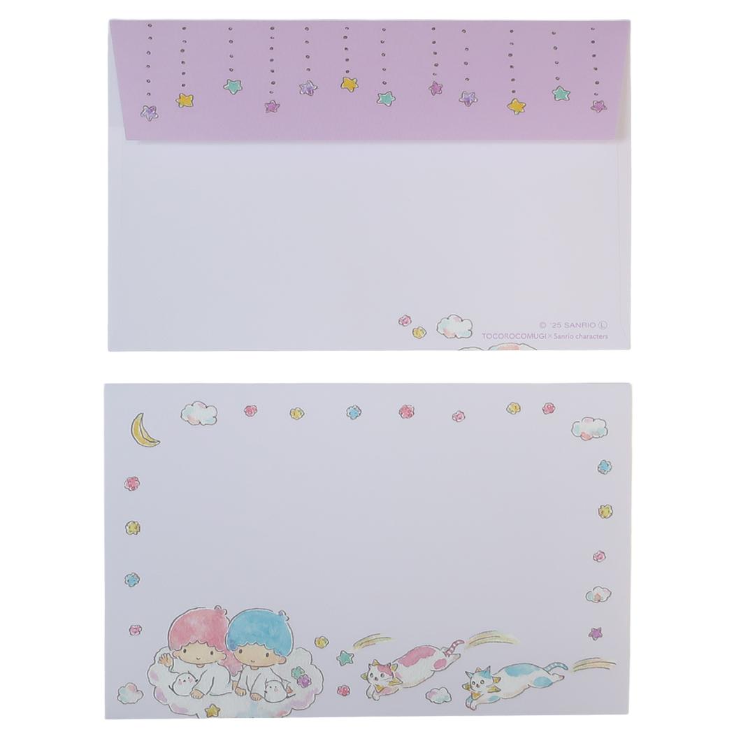 レターセット 手紙セット トコロコムギxサンリオキャラクターズ キキ＆ララと夜空の流れ星にゃんこ サンリオ アクティブコーポレーション 便箋＆封筒 メール便可