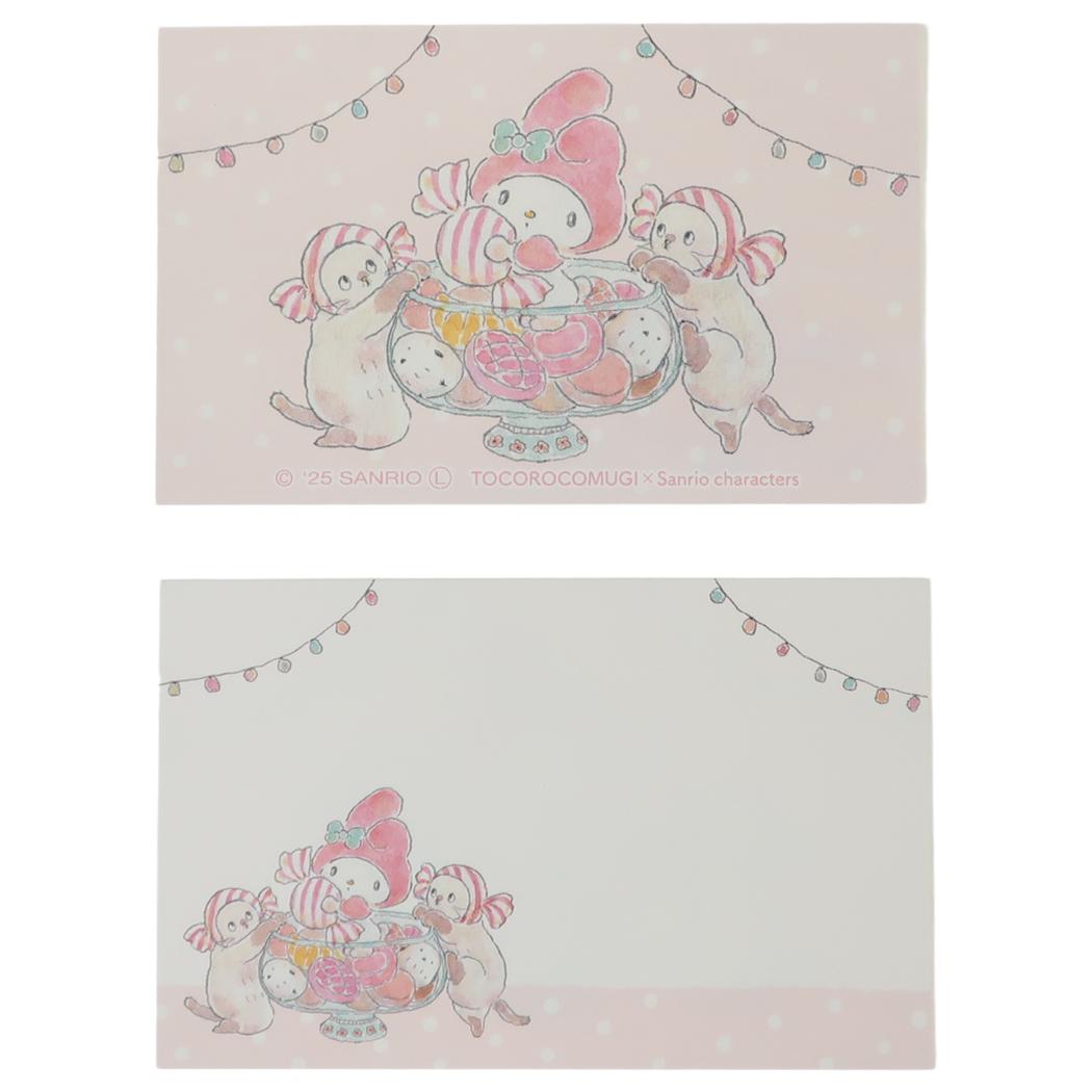 ミニメッセージカード グリーティングカード トコロコムギxサンリオキャラクターズ マイメロディとあめちゃんにゃんこ サンリオ アクティブコーポレーション プレゼントタグ ひとことカード メール便可