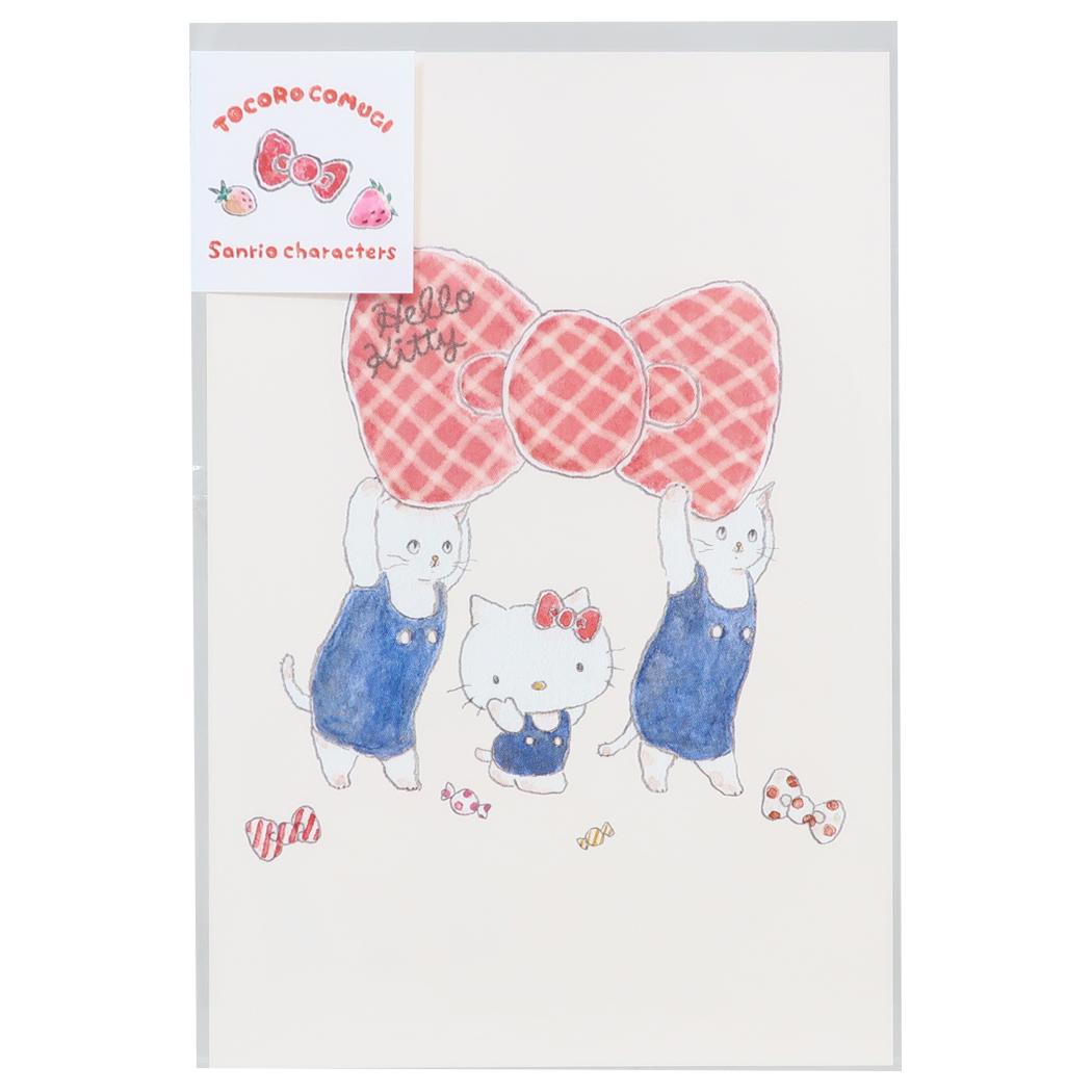POSTCARD ポストカード トコロコムギxサンリオキャラクターズ キティちゃんとてくてくリボンにゃんこ サンリオ アクティブコーポレーション ハガキ はがき グリーティングカード 便り メール便可